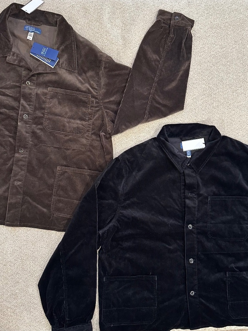 Ralph Lauren Polo Men's Corduroy overskirts lot of 2, brown and black size 2Xl